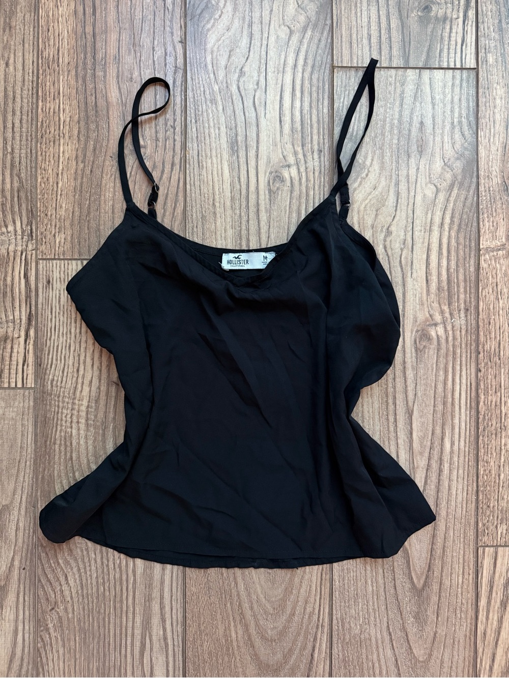 Hollister Black Satin-Look Adjustable Strap Cami